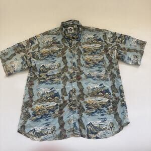 Hilo Hattie SILK Hawaiian Shirt Men's Large Button Up